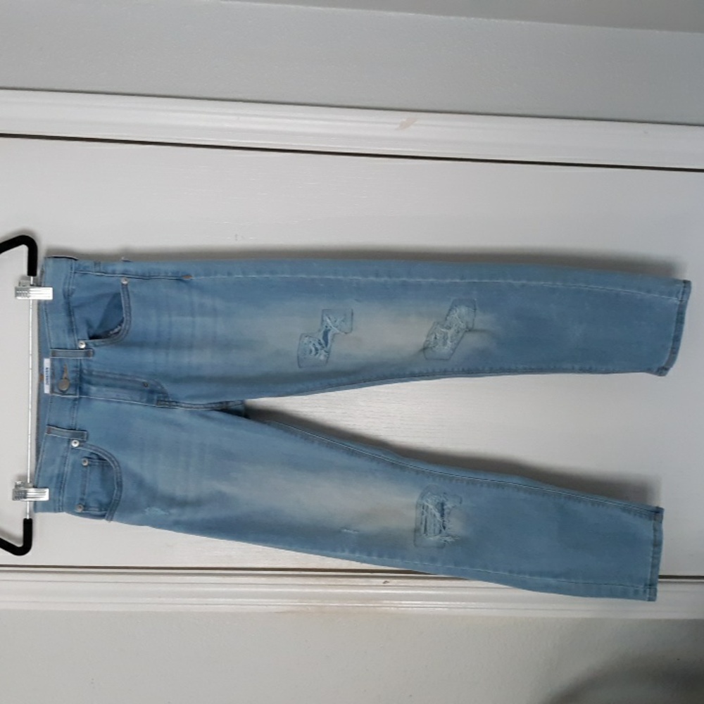 Levi's Light Blue Taper Skinny Denizen Jeans Distressed Boho Denim